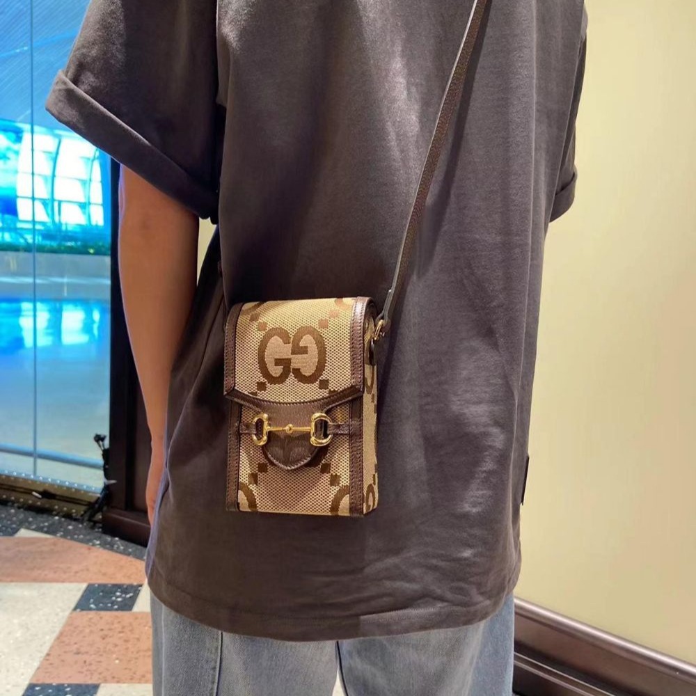 二手99多款可選Gucci古馳男女同款1955馬銜扣手機包斜挎單肩包625615-細節圖7