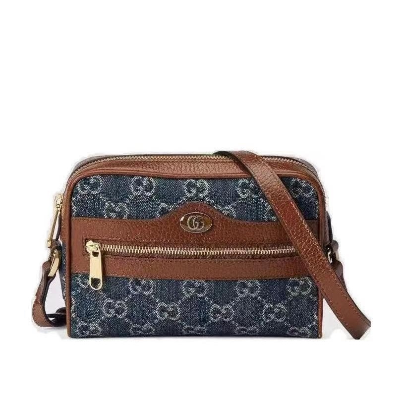 二手99新Gucci古馳女包牛仔藍色丹寧Ophidia迷你相機包斜挎單肩包517350-細節圖4