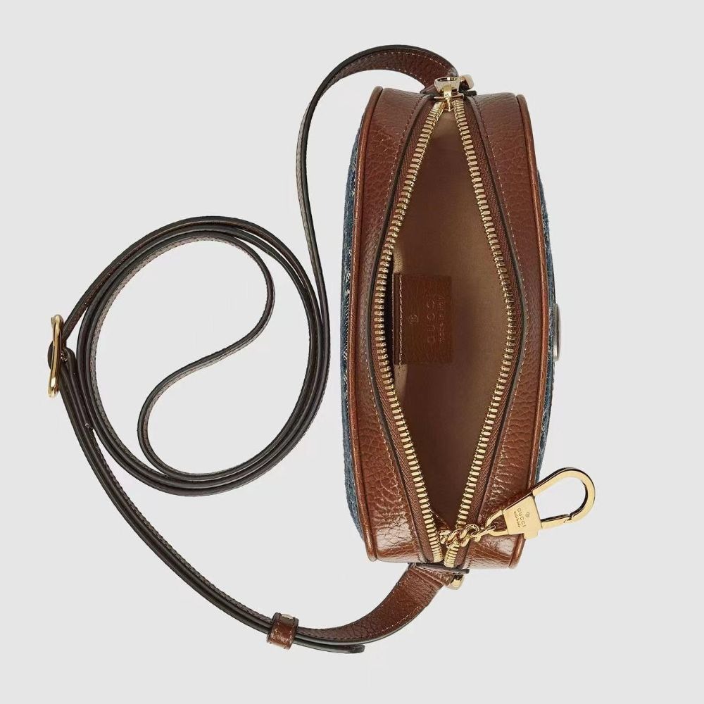 二手99新Gucci古馳女包牛仔藍色丹寧Ophidia迷你相機包斜挎單肩包517350-細節圖5