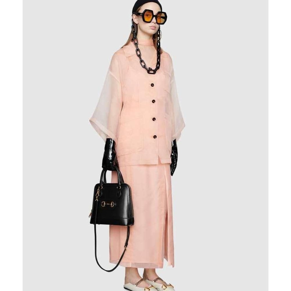 二手99新Gucci古馳新款1955純色馬銜扣徽標手提包單肩包斜挎包多色-細節圖4