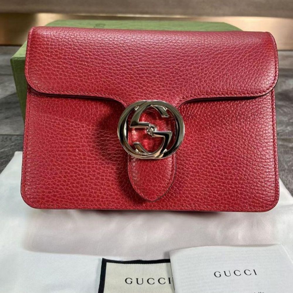 二手99Gucci 古馳經典款風琴包 紅金 熱門爆款 上身超美 內裏帶隔層-細節圖3