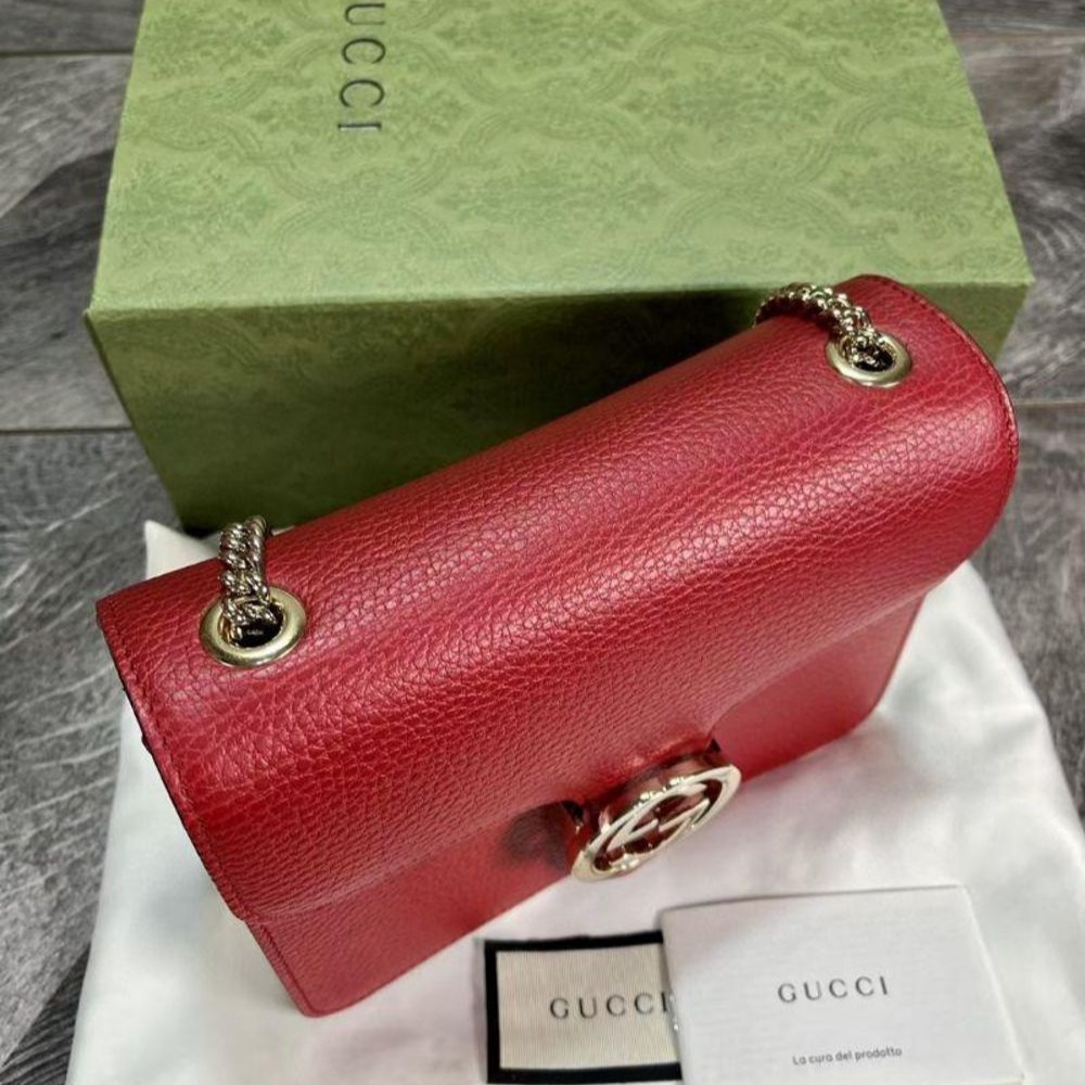 二手99Gucci 古馳經典款風琴包 紅金 熱門爆款 上身超美 內裏帶隔層-細節圖5