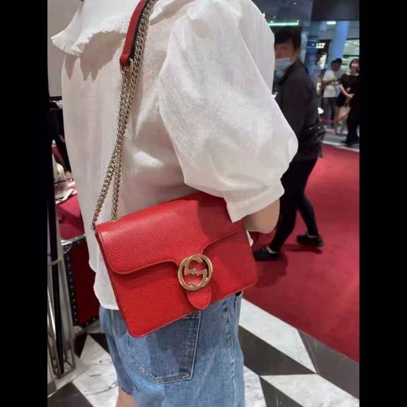 二手99Gucci 古馳經典款風琴包 紅金 熱門爆款 上身超美 內裏帶隔層-細節圖6