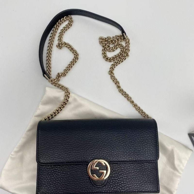 二手gucci黑色woc鏈條包單肩斜挎包-細節圖6
