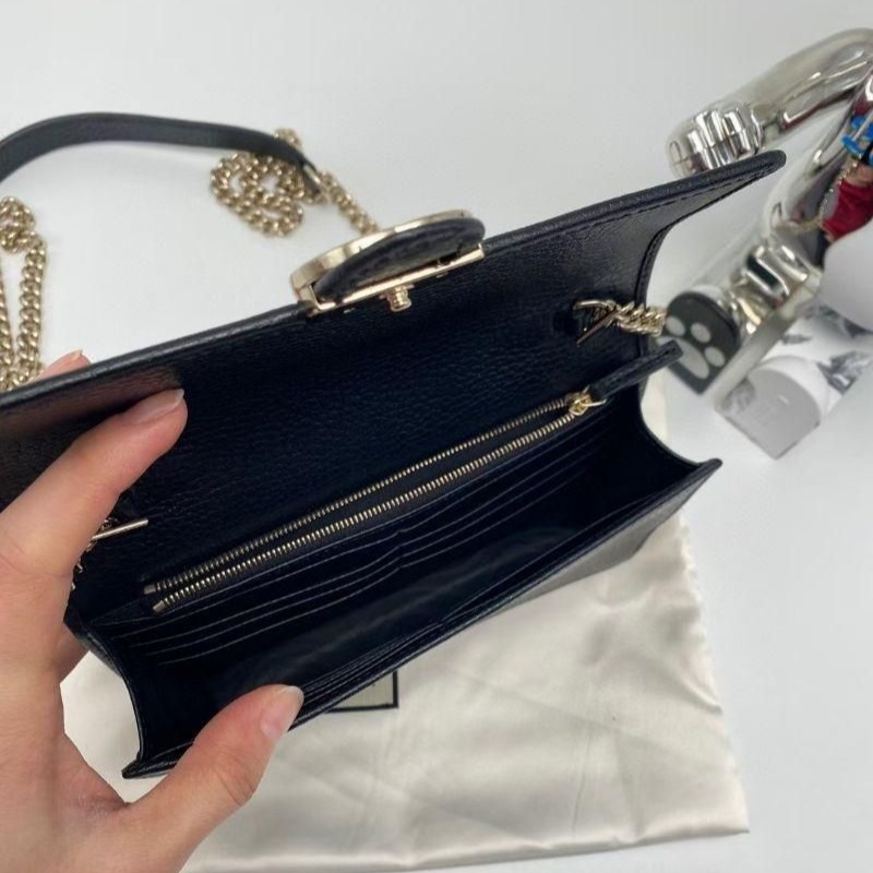 二手gucci黑色woc鏈條包單肩斜挎包-細節圖8