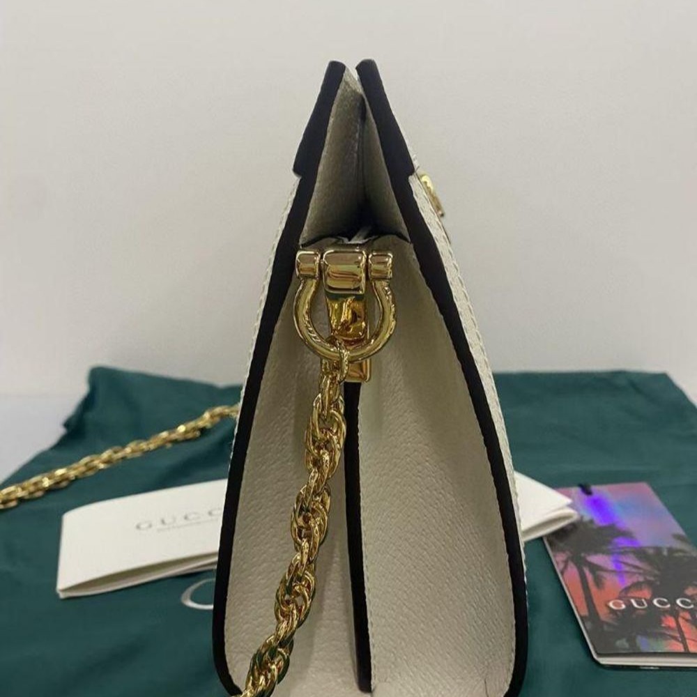 二手99Gucci/古馳爆款 ophidia 花卉鏈條包 白邊時尚洋氣戚薇同款-細節圖4