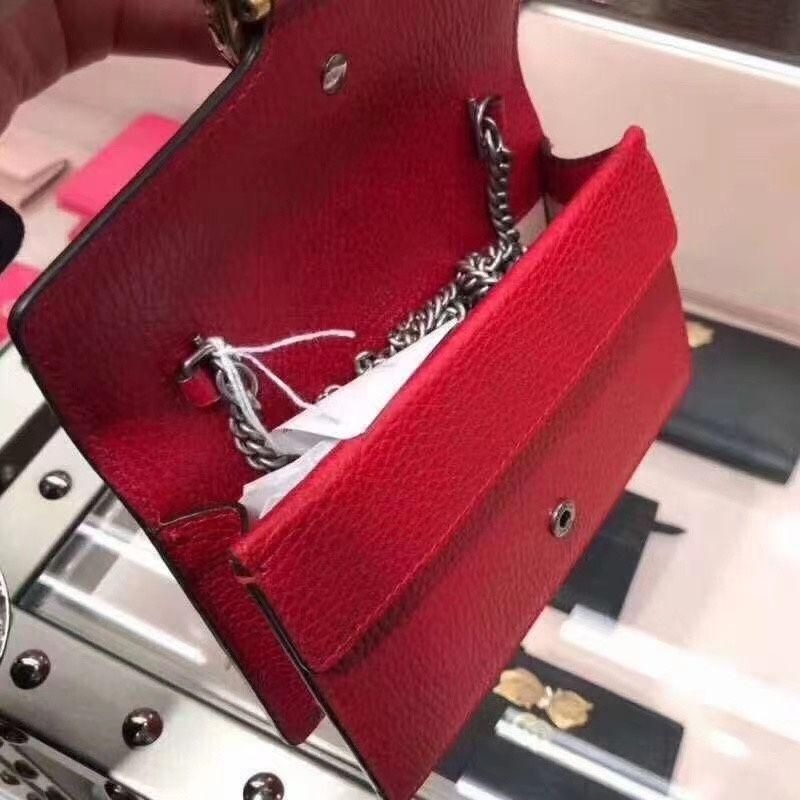 二手99Gucci 古馳經典爆款紅色全皮鉆扣酒神nano鏈條包-細節圖2