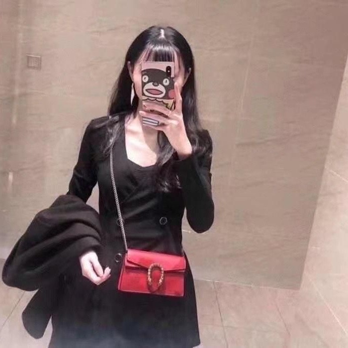 二手99Gucci 古馳經典爆款紅色全皮鉆扣酒神nano鏈條包-細節圖3