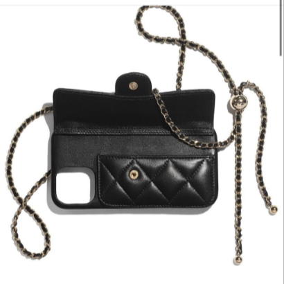 二手99Chanel金珠黑金鏈條手機包/手機殼 12Pro 爆款有盒子小-細節圖6