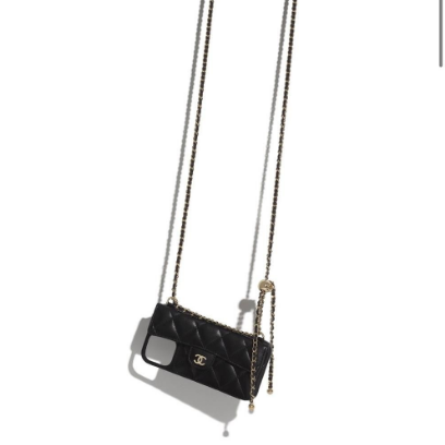 二手99Chanel金珠黑金鏈條手機包/手機殼 12Pro 爆款有盒子小-細節圖7