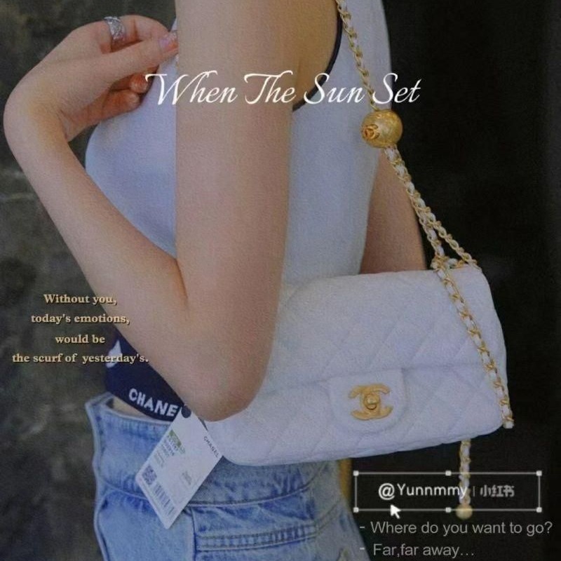 二手Chanel 香奈兒白雪公主/灰金金珠/金球大mini 單肩包斜挎包鏈條包-細節圖2