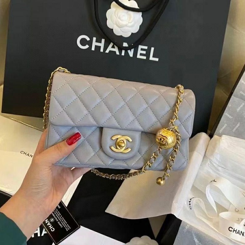 二手Chanel 香奈兒白雪公主/灰金金珠/金球大mini 單肩包斜挎包鏈條包-細節圖5