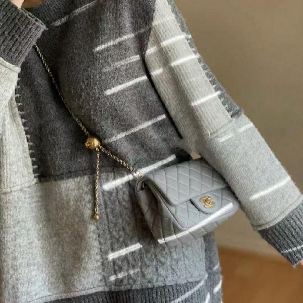 二手Chanel 香奈兒白雪公主/灰金金珠/金球大mini 單肩包斜挎包鏈條包-細節圖8