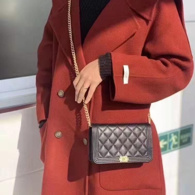 二手Chanel香奈Leboy woc 爆款黑金荔枝紋牛皮鏈條包容量不小超級難買-細節圖7