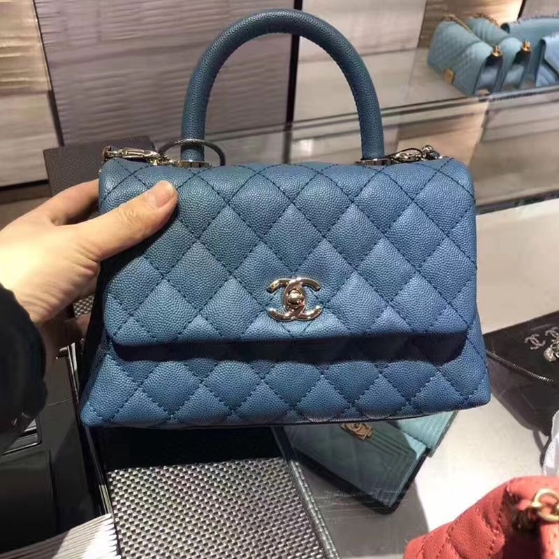 二手Chanel香奈兒女包coco handle 荔枝紋牛皮斜挎包手拎包小號多色-細節圖6