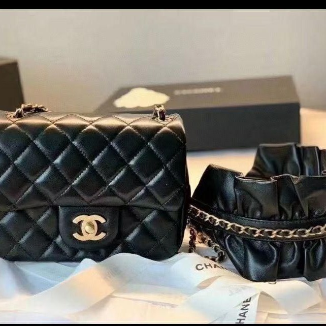 二手Chanel香奈兒新款方胖子荷花肩花 單肩包斜挎包手提包-細節圖3