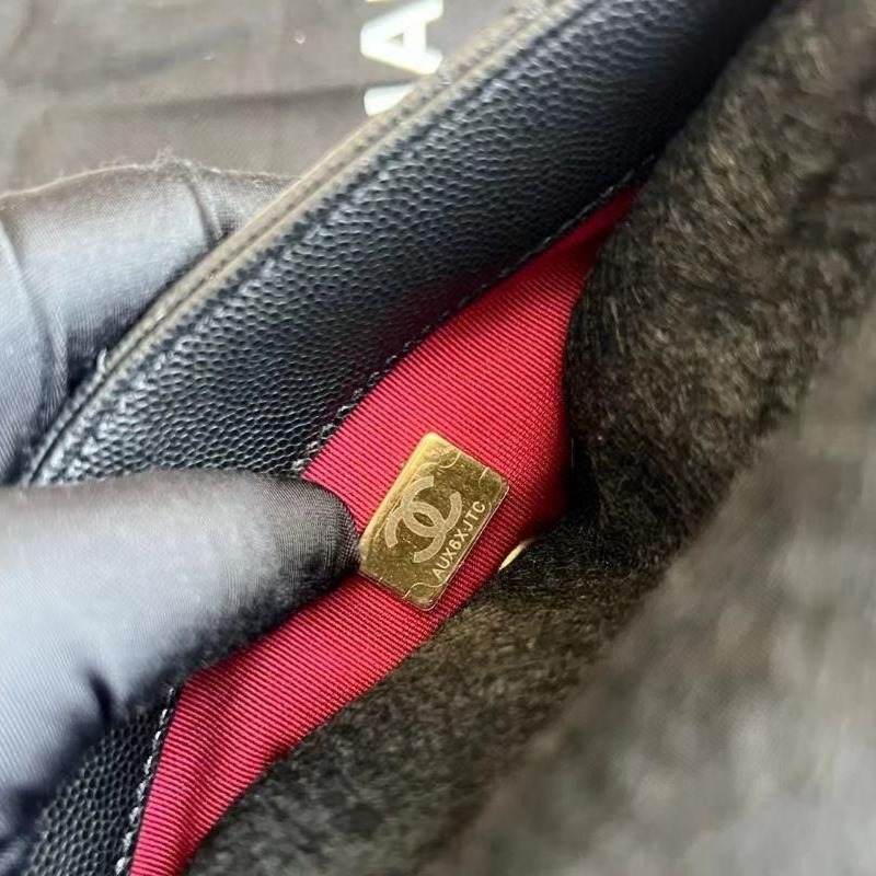 二手CHANEL 香奈兒22B新款荔枝紋金幣方胖子鏈條包-細節圖6