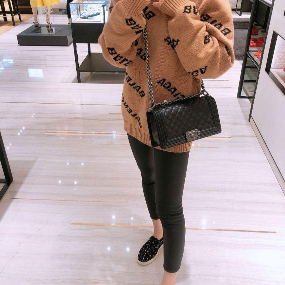 二手Chanel香奈兒女包leboy菱格鏈條單肩斜挎包中號-細節圖4