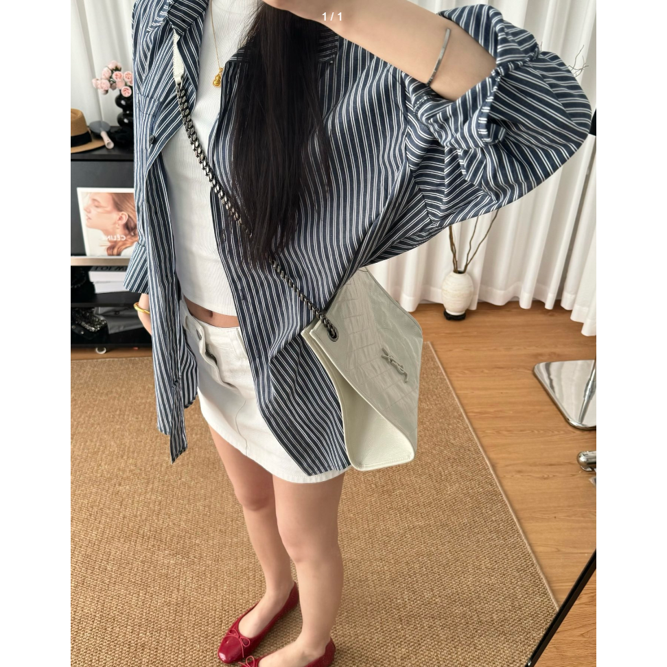 幾乎全新YSL/聖羅蘭女士NIKI SHOPPING中號旅行包購物袋-細節圖4