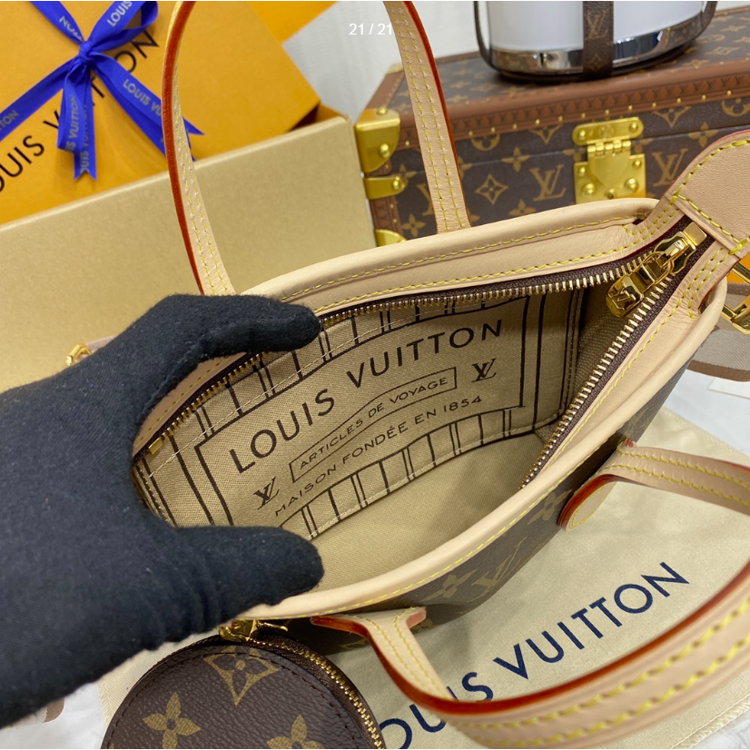 二手Louis Vuitton/路易威登手提包女包新款老花Neverfull BB包M46705-細節圖7