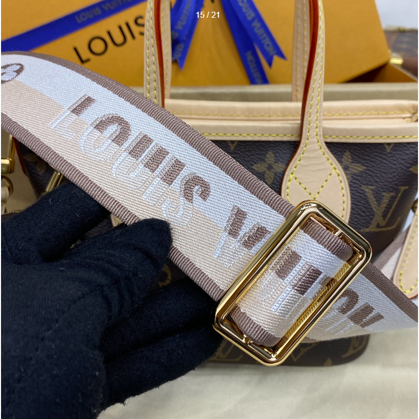二手Louis Vuitton/路易威登手提包女包新款老花Neverfull BB包M46705-細節圖8