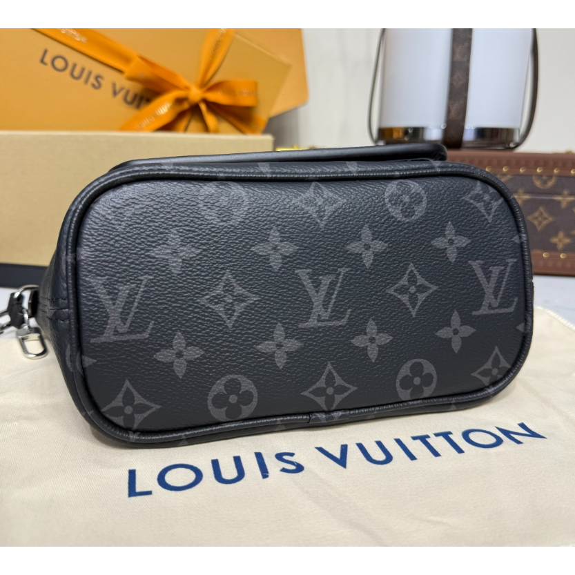 二手LV女包Neverfull BB黑色老花內襯牛皮雙面子母包M15210-細節圖4