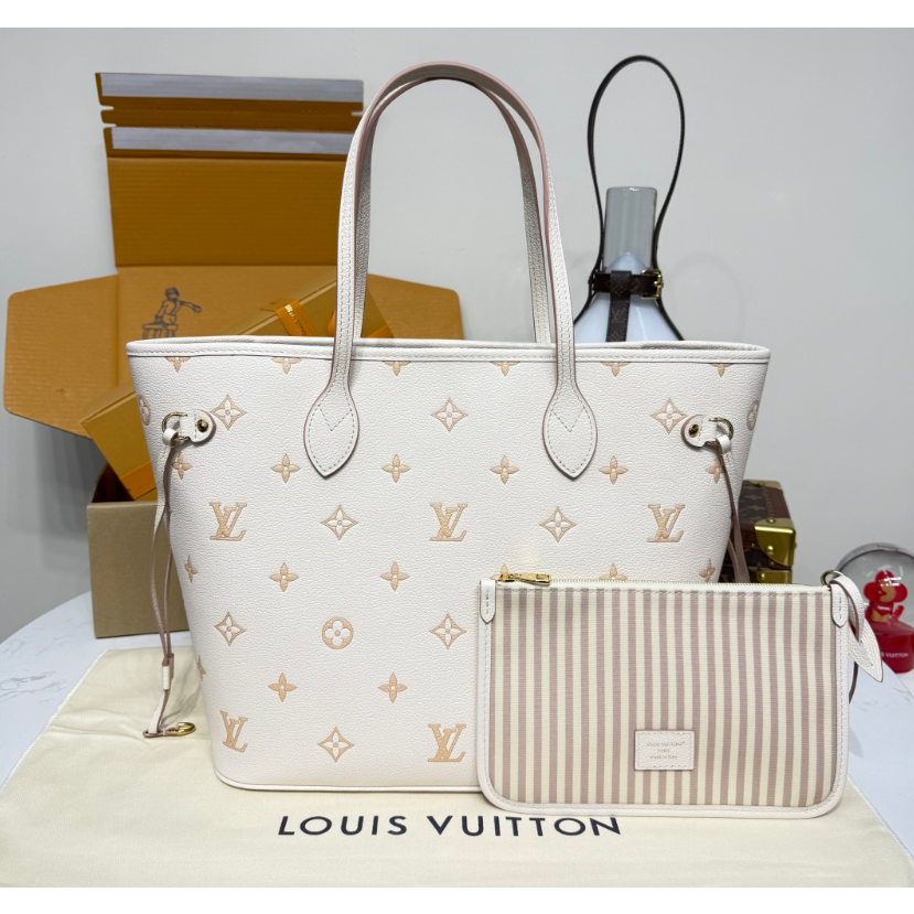 二手Louis Vuitton 壓花Neverfull MM托特包購物袋手提包M1428-細節圖2