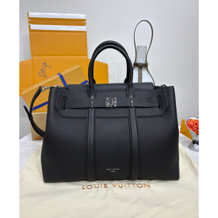 二手LV男包Georges MM黑色小牛皮翻蓋手提包中號公文包M23153-細節圖3
