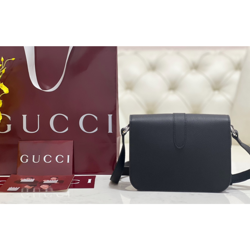 二手Gucci古馳男包牛皮斜挎包黑色-細節圖2