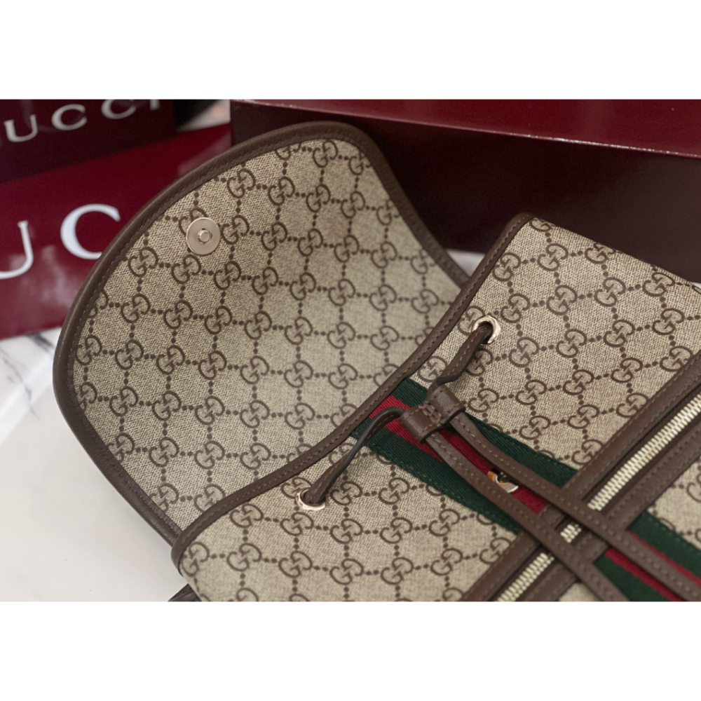 二手Gucci/老花帆布雙肩包女復古印花小背包女包-細節圖5
