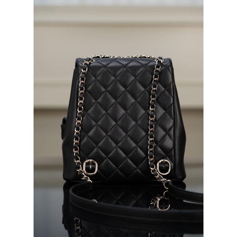 二手Chanel 黑色通勤小背包雙口袋書包-細節圖2
