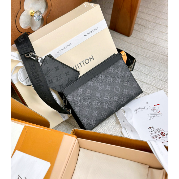 二手Louis Vuitton/路易威登男包Gaston錢包印花斜挎包M81124-細節圖5