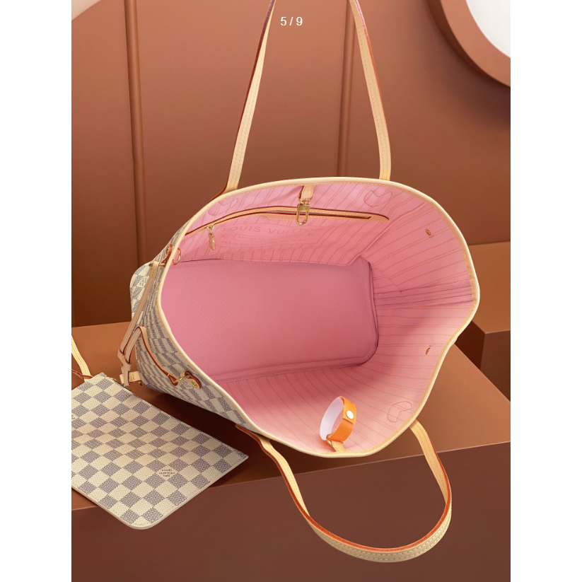 二手LV女包NEVERFULL MM棋盤格中號單肩子母包N41605-細節圖3