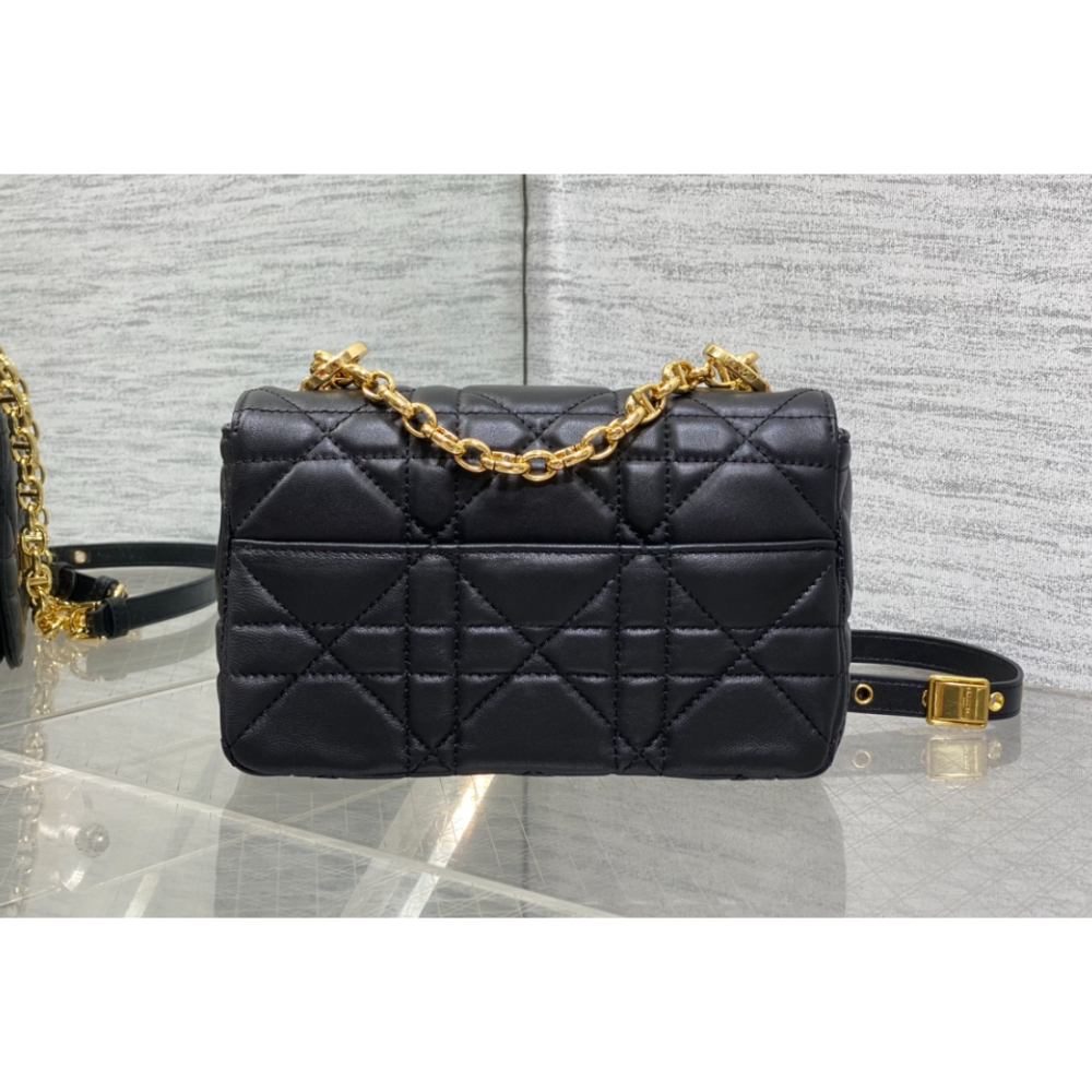 二手Dior 黑金小方包潮流百搭鏈條單肩斜跨女包-細節圖2