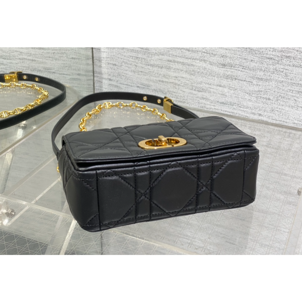 二手Dior 黑金小方包潮流百搭鏈條單肩斜跨女包-細節圖4