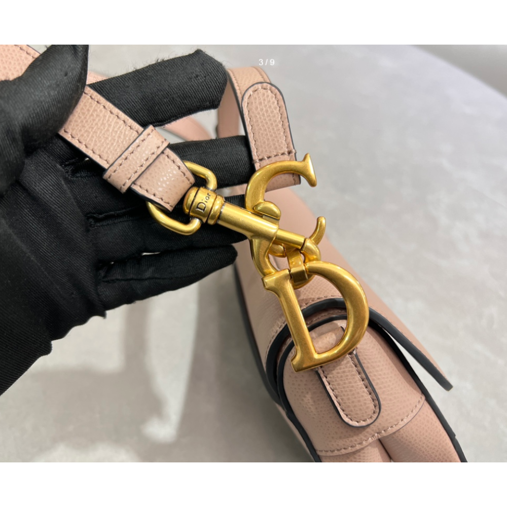 二手Dior 墻粉馬鞍包百搭通勤腋下包-細節圖3
