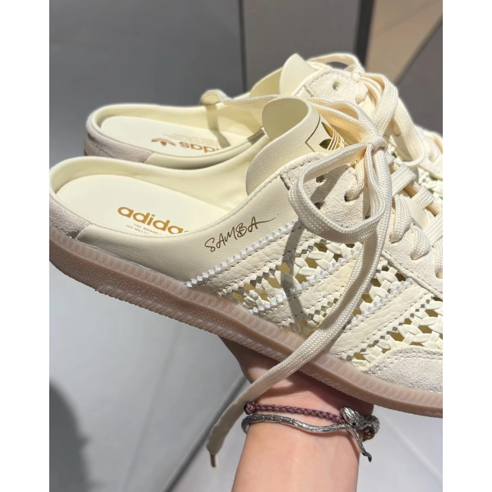 ADIDAS SAMBA MULE OG 洞洞簍空 米色 編織 穆勒鞋(KH7719)-細節圖2