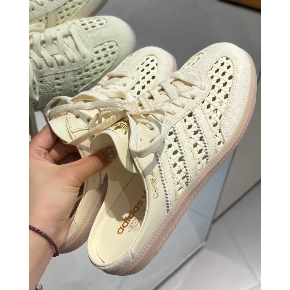 ADIDAS SAMBA MULE OG 洞洞簍空 米色 編織 穆勒鞋(KH7719)-細節圖3