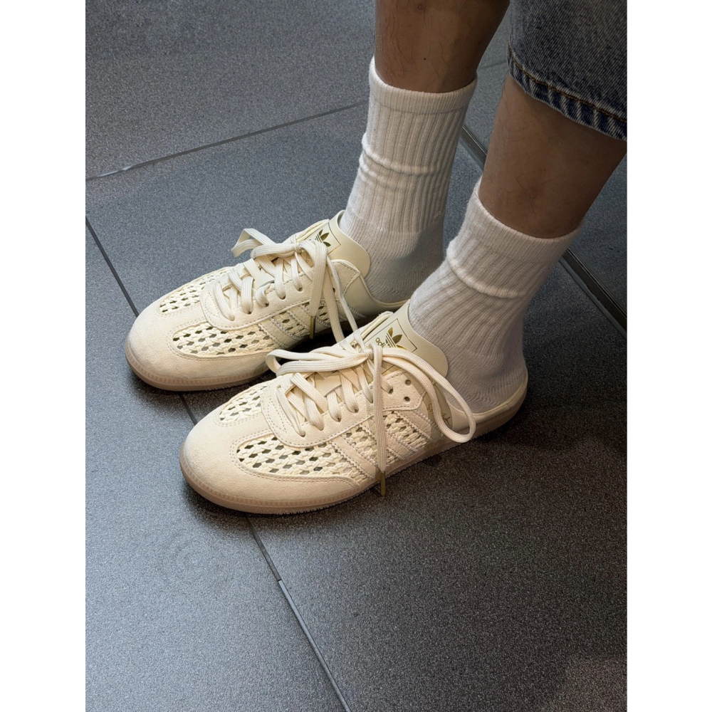 ADIDAS SAMBA MULE OG 洞洞簍空 米色 編織 穆勒鞋(KH7719)-細節圖4