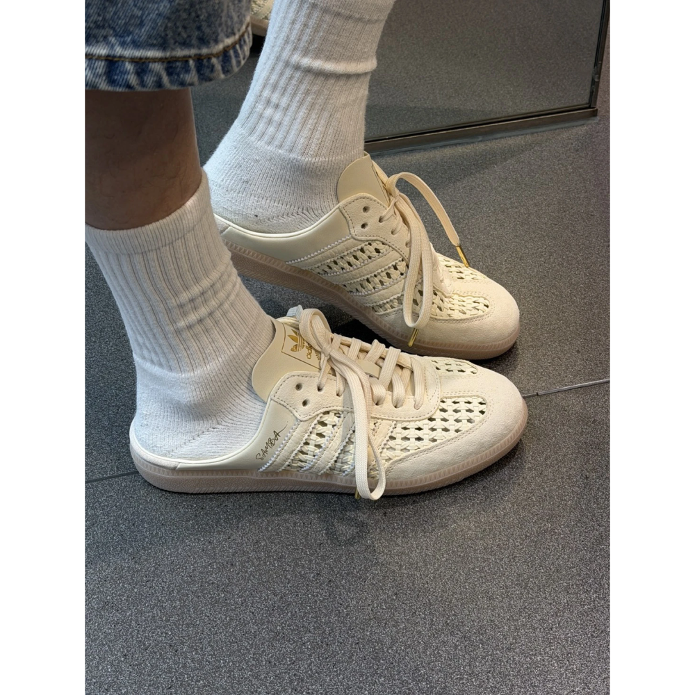 ADIDAS SAMBA MULE OG 洞洞簍空 米色 編織 穆勒鞋(KH7719)-細節圖5