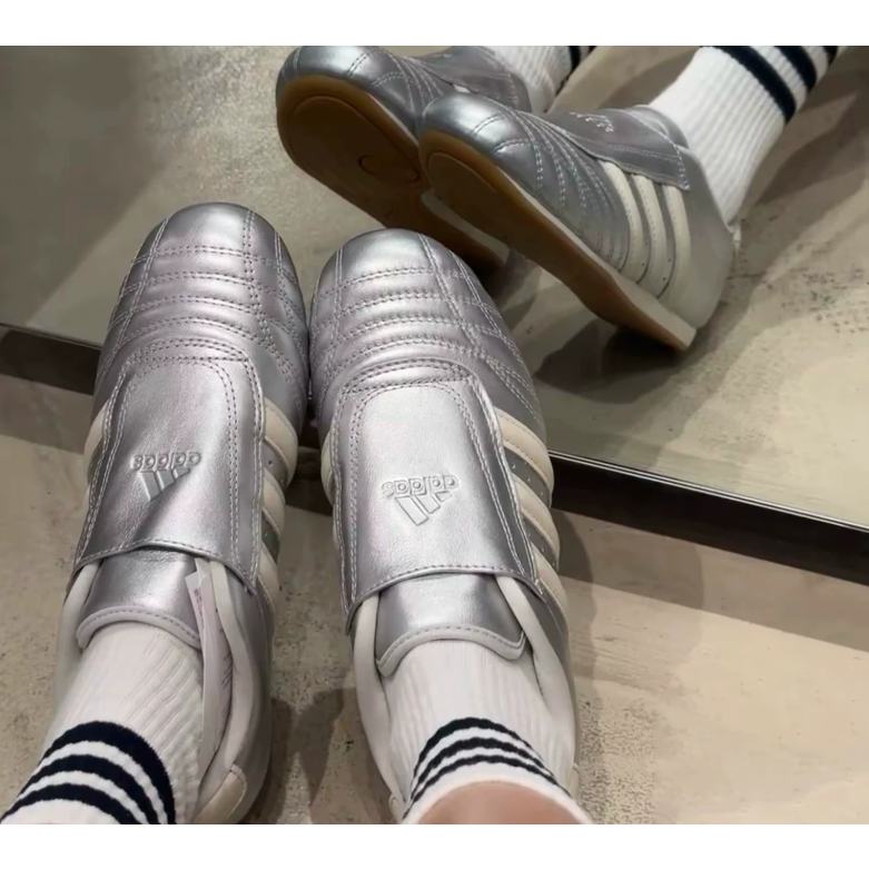 adidas 跆拳道鞋 Taekwondo W 女鞋 銀 膠底 休閒鞋 無鞋帶 愛迪達 JS4023一腳蹬-細節圖3