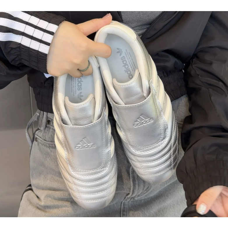 adidas 跆拳道鞋 Taekwondo W 女鞋 銀 膠底 休閒鞋 無鞋帶 愛迪達 JS4023一腳蹬-細節圖4