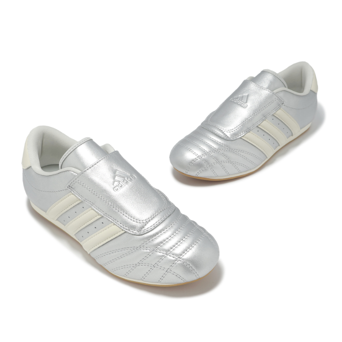 adidas 跆拳道鞋 Taekwondo W 女鞋 銀 膠底 休閒鞋 無鞋帶 愛迪達 JS4023一腳蹬-細節圖5