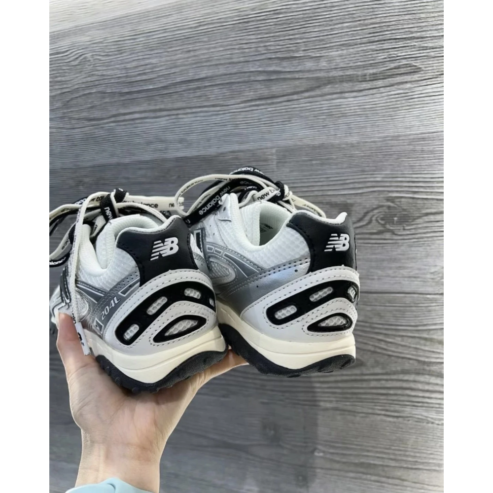 New Balance NB204L 員瑛同款 薄底 網眼 奶油白銀 太空銀 黑白(U204LSWD)-細節圖4