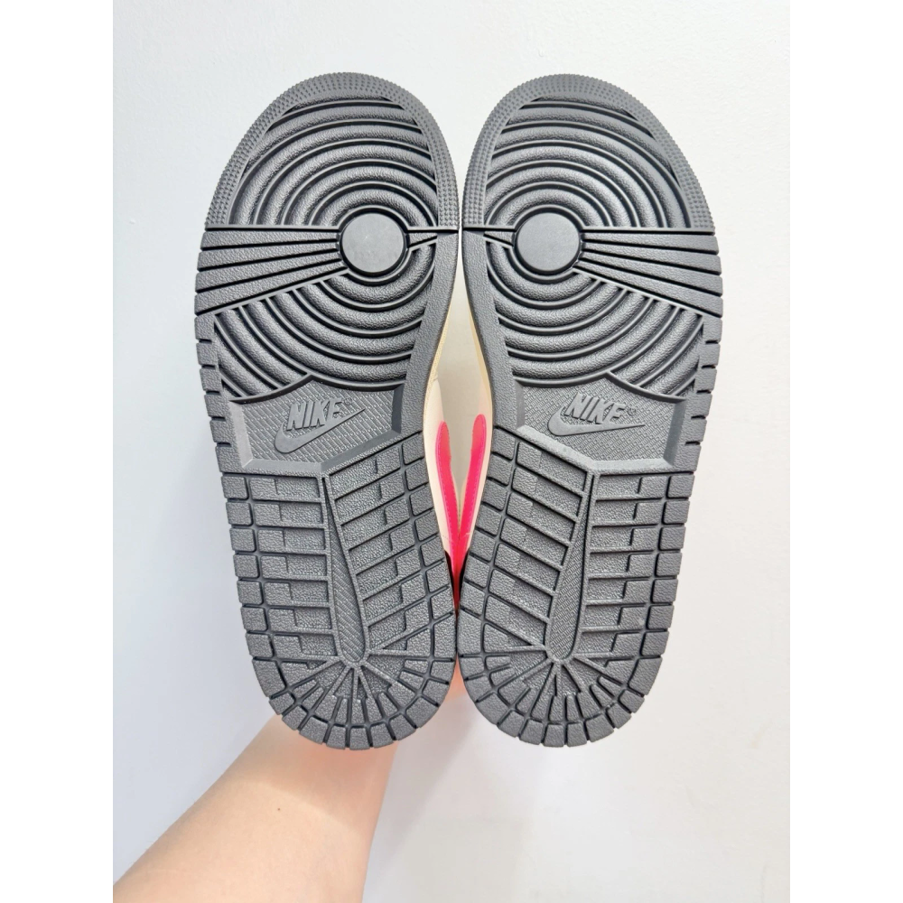 Nike JORDAN AJ1 黑白粉 皮革 低幫 慢跑鞋 男女DC0774-107-細節圖5