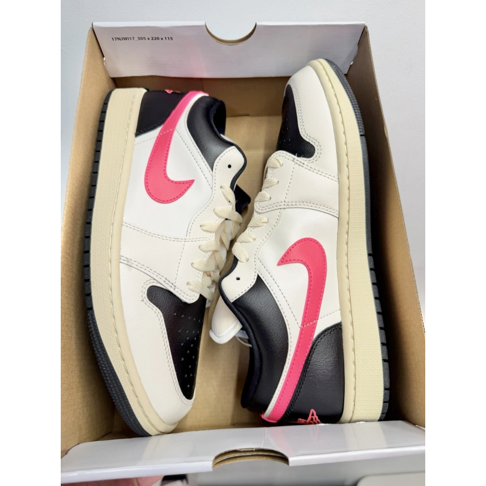 Nike JORDAN AJ1 黑白粉 皮革 低幫 慢跑鞋 男女DC0774-107-細節圖6