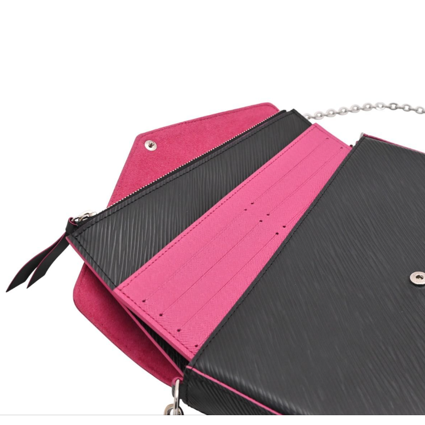 二手LOUIS VUITTON Epi 2Way Pochette Félicie 單肩包（黑色 x 粉紅色）-細節圖6