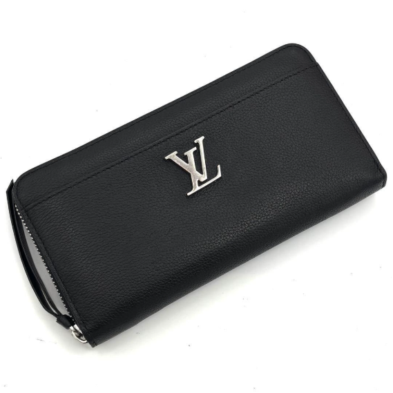 二手 LOUIS VUITTON Zippy Lockme 黑色長皮夾-細節圖2