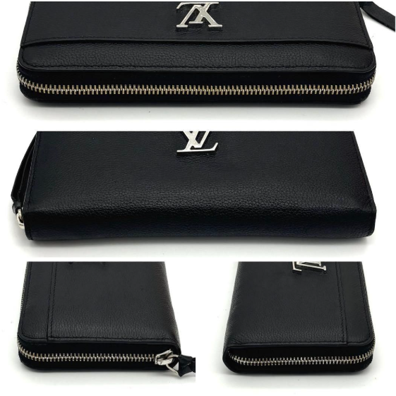 二手 LOUIS VUITTON Zippy Lockme 黑色長皮夾-細節圖6
