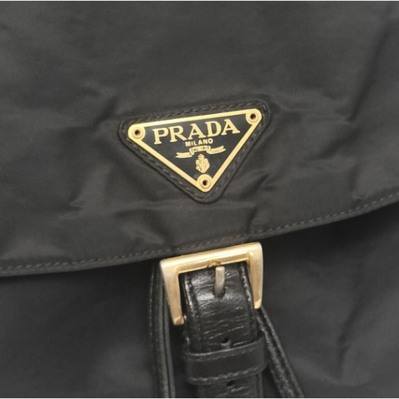 二手Prada 黑色百搭經典雙肩包-細節圖3
